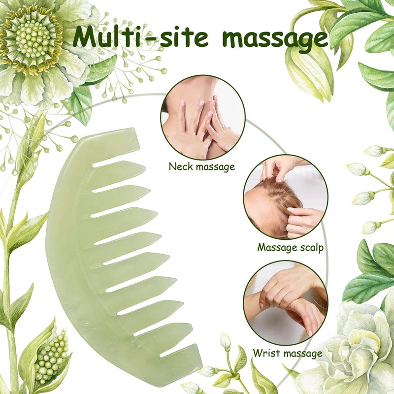 Janedream Jade Stone Gua Sha Comb Traditional Massage Tools for