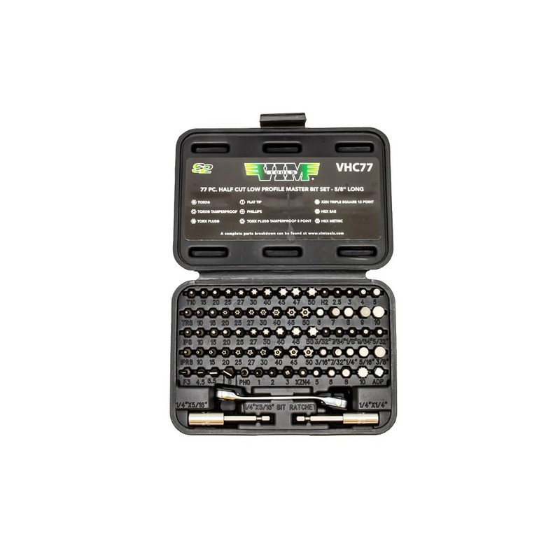 VIM Tools VHC77 '77-Piece' Half Cut Stubby Bit Set, 3.17-ukgja-985