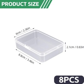 Jyvex Pack of 8 Storage Boxes with Lid, Small, 8.8 x 6 x 2.1 cm, Plastic Box with Lid, Small, Plastic Storage Box for Pills, Beads and Craft Accessories