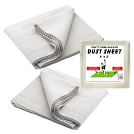 2 x Laminated Cotton Dust Sheets, Decorating, 6ft x 3ft, Cotton Twill, Plastic Backed, Polythene Sheeting, Painting, Furniture, DIY, Floor, Staircase.
