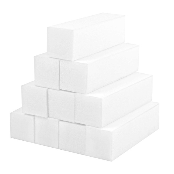 TRIXES 10 x Sanding Blocks - Shapes of Natural Acrylic and Gel Nails - White