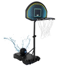 Play Platoon Swimming Pool Basketball Hoop - Poolside Games for Adults & Family - Backboard Adjustable Basketball Hoop Outdoor Height 3-4 Feet - Includes PU Leather Basket Ball & Air Pump