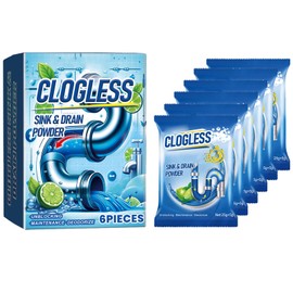 Leistungsstarker Spül- und Abflussreiniger,Waschbecken Abflussreiniger,Gel Rohrfrei Abflussreiniger,Pipeline Sauber Pulver,Küchen Rohr Sauber Pulver,Effektives Abflusspulver für Abflüsse,30G,6PC