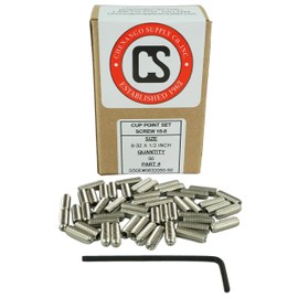 Stainless 8-32 x 1/2" (1/4" to 1" Available) Socket Set Screws Cup Point, Stainless Steel 50 Qty W/Hex Key Wrench (8-32 x 1/2")