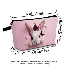 MoCaliduccious Easter Rabbit Makeup Bag Travel Makeup Pouch Toiletry Bag for Women Zipper Cosmetic Bag Easter Gift Gifts for Rabbit Lovers