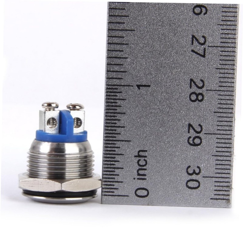 BUGUUYO 16mm Momentary Horn Metal Push Button Stainless Steel for