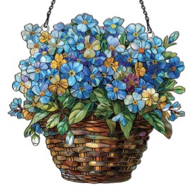 Forget Me Not Flower Ornaments Decor for Window Hanging, Gift for Forget Me Not Lovers, Flowers Home Wall Room Hanging Christmas Decorations, Flat 2D Acrylic Ornament
