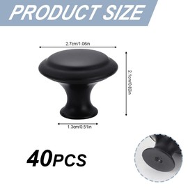 Betinyar 40 Pieces Kitchen Cabinet Knobs Round Cabinet Pulls Mushroom Handle Bathroom Cabinet Knobs Dresser Knobs with Screws Perfect Kitchen Cabinet Hardware (Black)