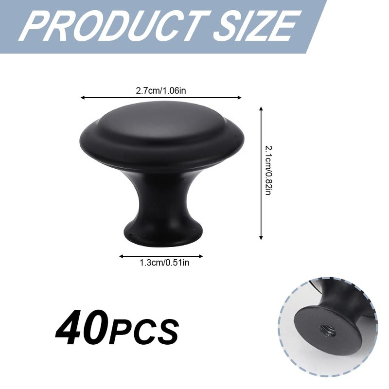 Betinyar 40 Pieces Kitchen Cabinet Knobs Round Cabinet Pulls Mushroom