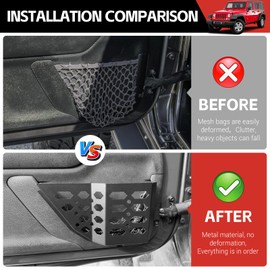 Utiiy Upgraded Metal Front Door Storage Box Pockets for 2007-2018 Jeep Wrangler JK JKU 4 Door Insert Door Bags Molle Panel Organizer for Jeep Wrangler JK Interior Accessories 4PCS(Front+Rear, for JK)
