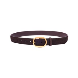 GOTOANT Womens Leather Suede Belt Brown Waist Belt for Casual Dress Jeans Ladies Genuine Leather Gold Buckle Belt, Dark Brown, Fits waist size: 36"-40"