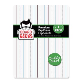 Board Geeks 1 Small Dry Erase Board for Kids - White Board for Kids | Individual Dry Erase Board for Kids - Portable Kids Mini Whiteboard | Double Sided Small White Boards | Lined and Plain, 9"x12"