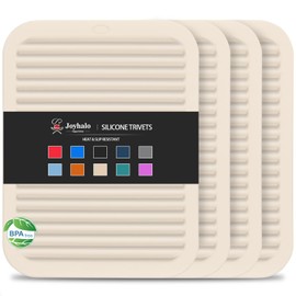 Joyhalo 4 Pack Silicone Trivets for Hot Pots and Pans,480℉ Heat Resistant Trivets for Hot Dishes,Hot Pads for Countertop,Kitchen Potholders,Khaki