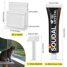 HezzLuv Cat Net Hook Set for Cats, 30 Pieces Hooks and 1 Glue