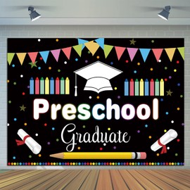 7x5ft Preschool Graduation Photo Background Kindergarten Pre K Congrats Grad Ceremony Photography Backdrop for Kids School Prom Party Photoshoot Banner