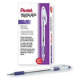 Pentel BK91V R.S.V.P. Stick Ballpoint Pen, 1mm, Trans Barrel, Violet Ink (Pack of 12)