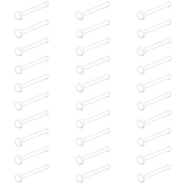 VCMART 30pcs Clear Nose Studs Retainers 20G Invisible Flat Top Plastic Bioflex Nose Hide Piercing for School Work