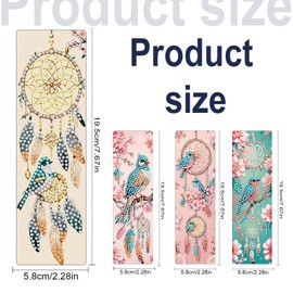 JISHSHAY 4 Pieces Diamond Art Bookmarks for Adults, Diamond Painting, Diamond Painting Bookmark Kits, Diamond Painting Kits for Adults, Markers