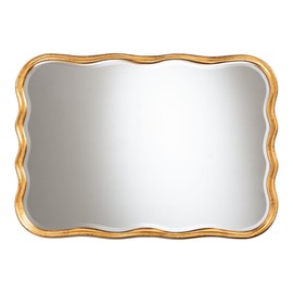 Baxton Studio Fredrika Scalloped Wood Wall Mirror, Antique Goldleaf
