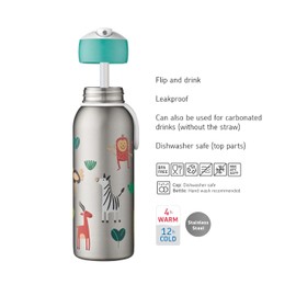 Mepal - Flip-up Campus Little Dutch Thermal Flask - Insulated Drinking Bottles for Children - Stainless Steel Thermos Flask - 9 Hours Hot & 12 Hours Cold - BPA-Free - 350 ml - Fairy Wonders