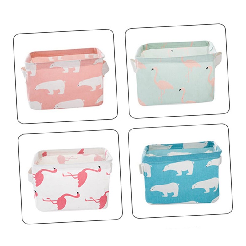 LABRIMP Flamingo Fabric Storage Bins with Handles Foldable Organizer for