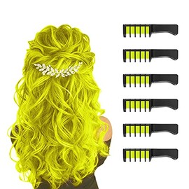 MSDADA Yellow Hair Chalk for Girls-New Hair Chalk Comb Temporary Washable Hair Color Dye for Kids-Stocking Stuffers for Kids 8-12-Girls Toys Gifts for 6 7 8 9 10 11 12 Year Old Girls-Fluorescent