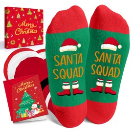 HAPPYPOP Christmas Stocking Socks for Girls - Christmas Knee High Socks Secret Santa Xmas Stocking Stuffers for Kids With Greeting Card