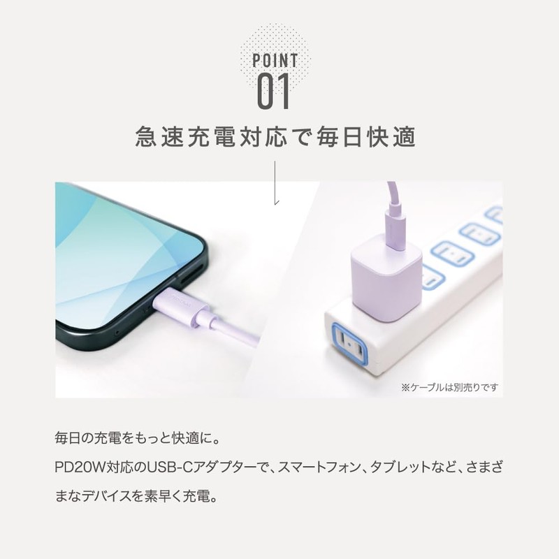 Itsuwa Shoji PD20W USB-C Fast Charging Adapter, Compact Size, 4