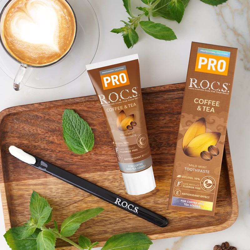 Rocks PRO Toothpaste Coffee & Tea Mint Flavor 3.3 oz