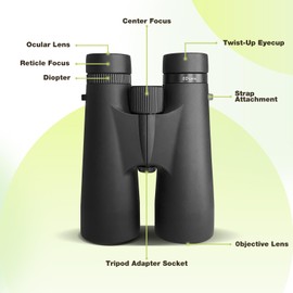 12x50 HD Binoculars for Adults Optical Binocular Bird Watching Binoculars for Hunting,Waterproof, Fogproof, Shockproof, Fully Multi-Coated Optics BaK4 Long Range 102m/1000M Binocular (12x50)