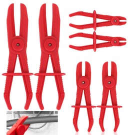 Line Clamp Pliers Set, 6 Piece Hose Clip Pliers, 3 Sizes Brake Fuel Clamp, for Flexible Hoses, Red
