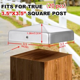 Yaocom 20 Pcs Galvanized Fence Post Cap for Wood Posts with Screws, Metal, Wood, Mailbox Posts, Pyramid Post Cap Cover Fit for Fence Wood Post of Decks or Corridors(3.5 x 3.5 Inches)