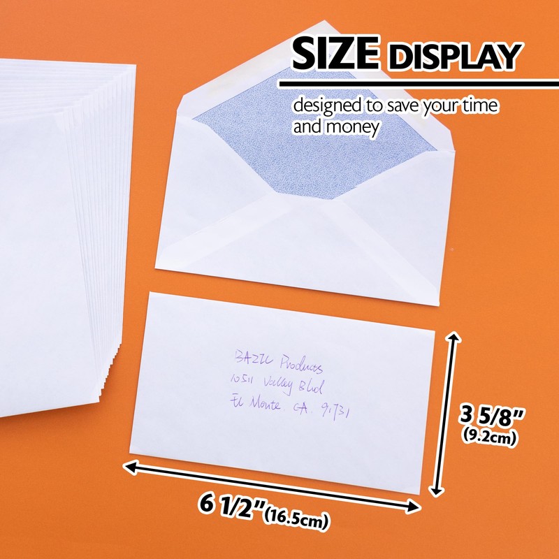 BAZIC Security Envelope Gummed Seal 3 5/8" x 6 1/2"