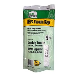 Clean Obsessed H-10 HEPA Bags Fits Simplicity Freedom R10S, R10D, S10P, S10SAND & Riccar Supralite R10, R10D, R100, R10SAND (9 Bags Per Pack)