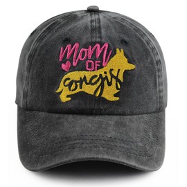 Corgi Gifts for Women Mom, Funny Embroidered Dog Mom Hat, Adjustable Cotton Cute Corgis Dog Baseball Cap, Mothers Day Birthday Gifts for Mama Mother Wife Sister Grandma Friend Animal Lovers Black