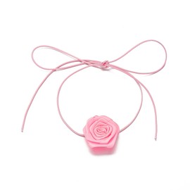 Rrdaily Vintage Rose Flower Choker Necklace for Women,Gothic Big Flower Collar Choker Necklace Bride Wedding Party Necklaces (Pink)