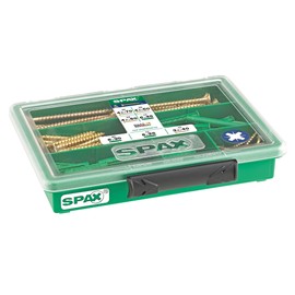 SPAX Yellox 4000001992079 Assortment Small Screw Set with 4 Dimensions + Dowels, 130 Pieces, Countersunk Head, Phillips Z