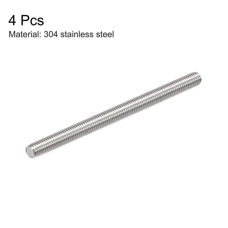 sourcing map 4Pcs M10 x 150mm Fully Threaded Rod 304