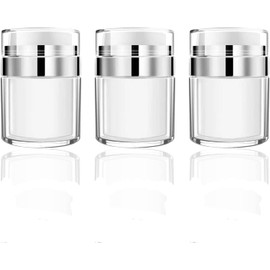 Airless Pump Jar, Set of 2 Cream Jar Vacuum Bottle, Vacuum with Lid Can Refill Cosmetics Containers, Clean and Hygienic (30ml) (Pack of 2 Cream Jars)