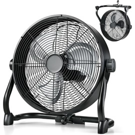 Air Choice 12" Battery Powered Fan, Portable Rechargeable Cordless Fan, 360° Tilt, 20H Run Time, 9 Wind Speed, High Velocity Heavy Duty Metal Floor Fan for Camping Hurricane Home Warehouse