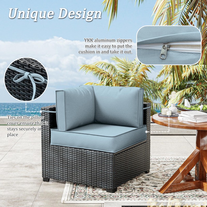 Tounosnt 14 Pcs Outdoor Patio Cushion Covers - Replaceable Waterproof