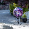Alpine Corporation Outdoor Solar Powered Pink Glass Mosaic Gazing Globe
