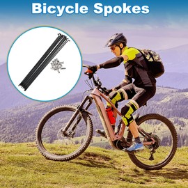 A ABSOPRO Bicycle Spokes 14G 177mm Length Bike Wheel Spokes 304 Stainless Steel Black 1 Set
