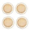 Boho Style Woven Bamboo Rattan Coaster Two Pattern Holes for