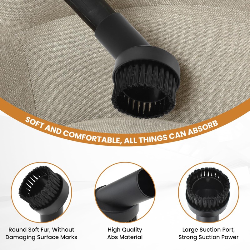 ZDRU 2 Pcs Black Round Vacuum Brush, 1-1/4" Universal Vacuum