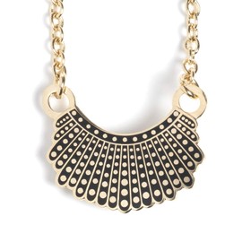 Dissent Pins RBG Dissent Collar Gold Necklace - I Dissent Pendant Necklace - Ruth Bader Ginsburg's Dissent Collar - Necklaces for Women, 24k Gold Plated, 16" Chain Necklace, 1" Pendant