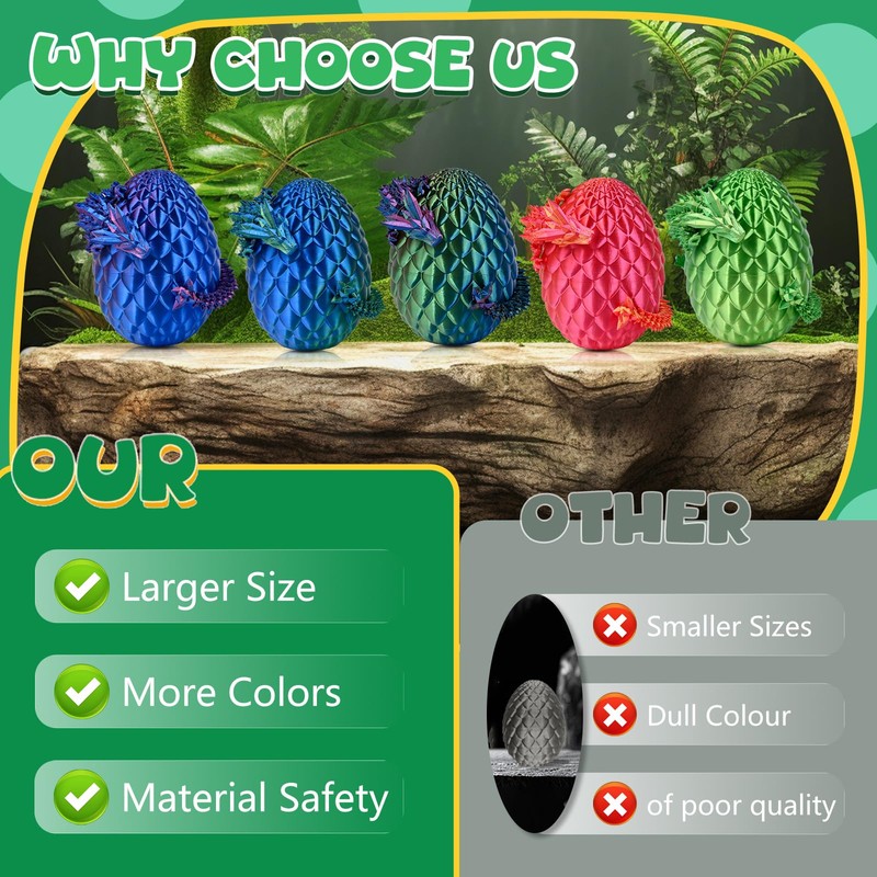 3D Printed Dragon Egg with Dragon Inside，Easter Basket Essentials Stuffers