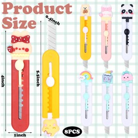 Lanties 8 Pieces Cute Box Cutter Utility Retractable Mini Sharp Kawaii Knives Package Opener Paper Cutters for Office, Arts Crafts, Home Use (Nature,Bright Color)