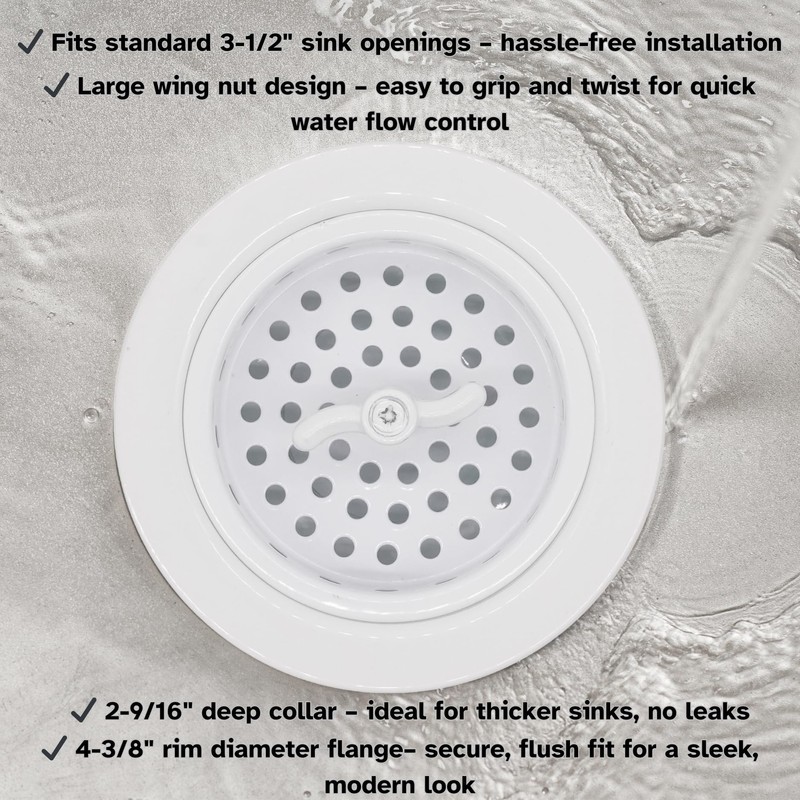Westbrass D213-50 3-1/2" Wing Nut Twist Style Large Kitchen Sink