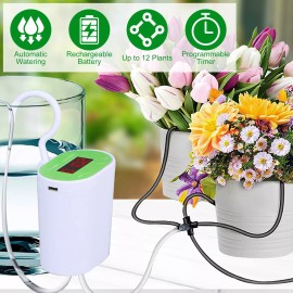 iMounTEK Rechargeable Automatic Watering Irrigation System With Timer Pump For 12 Plants